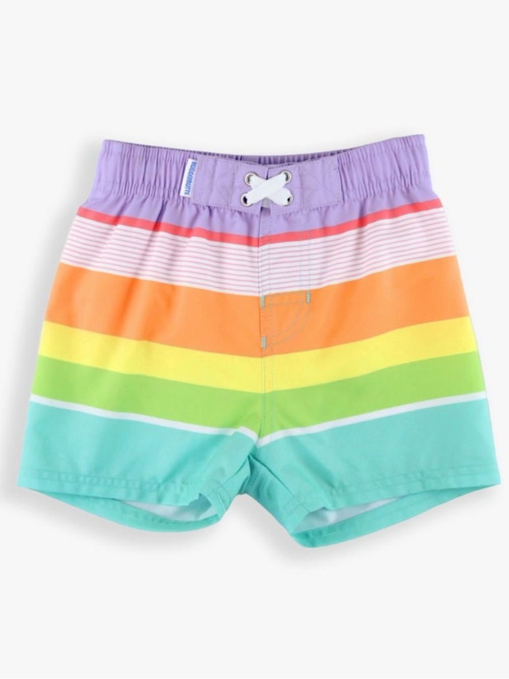 RuggedButts Island Rainbow Multi-Stripe Swim Trunks | 4T
